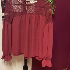 Elegant Burgundy Lace Blouse